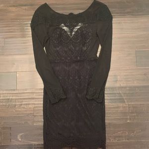 Women's lace dress with sheer mesh details